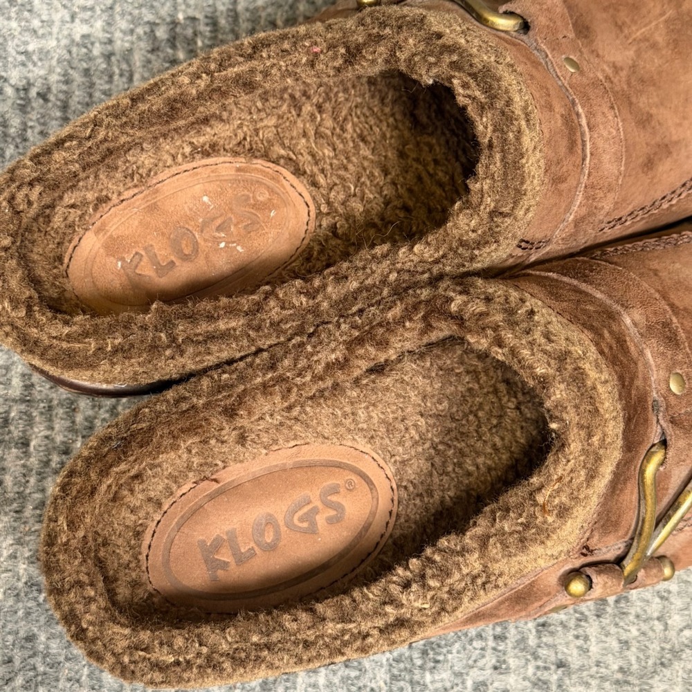 Klogs Suede Clogs Women 9M Brown Cozy Lined Fall Mules Comfort Cottagecore Boho - Picture 9 of 11